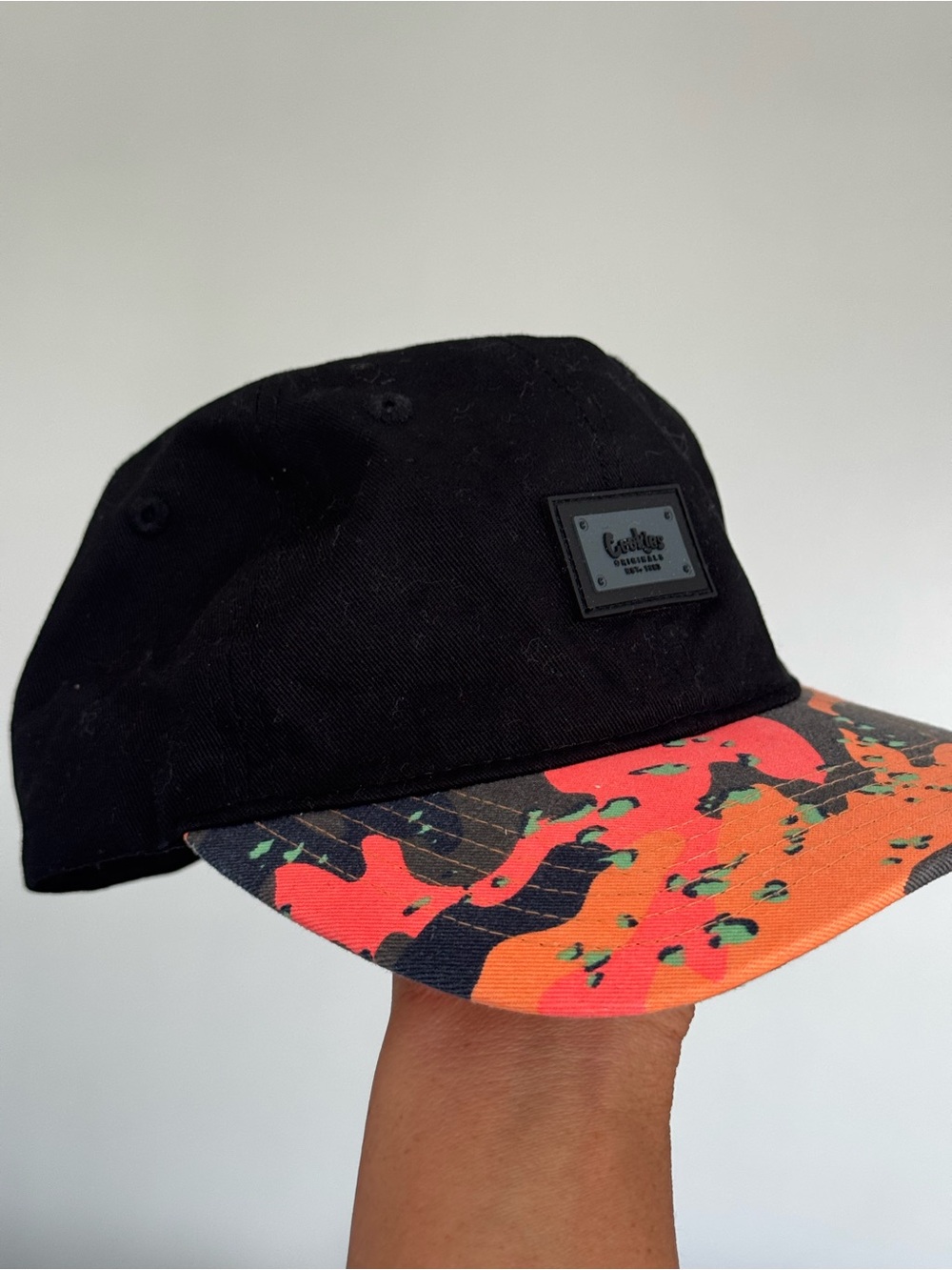 Black Cap with Orange Camo Brim - Men's Casual Baseball Hat